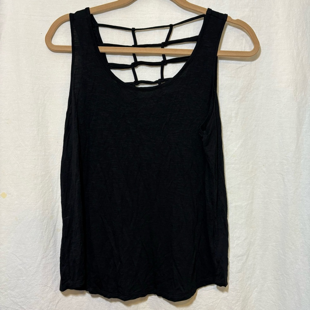 Maurices Strappy Back Black Simple Tank Top EUC Medium M Casual Goth Sexy Night